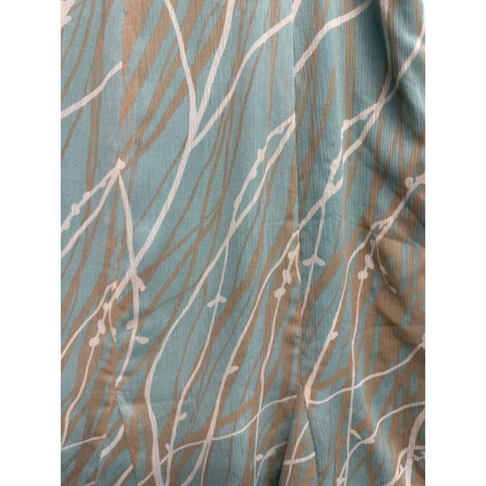 Liz Claiborne Ratio Flowy A-Line Skirt Size 12 Teal & Tan Abstract - Picture 2 of 6